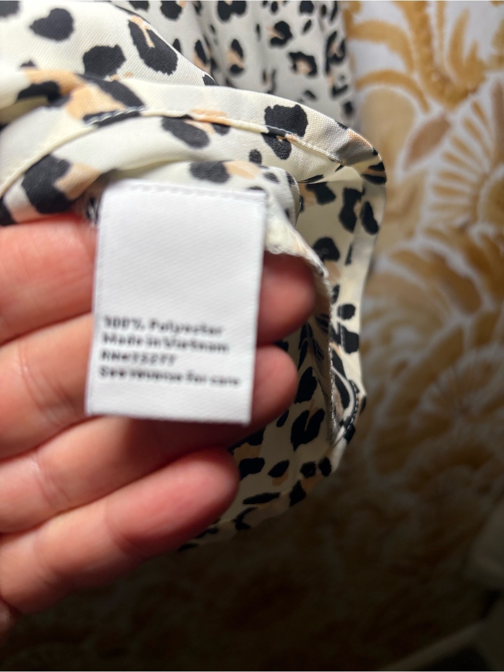 Nine West Leopard Print Blouse Balloon Sleeve Animal Print Top Cream Black XS - Picture 4 of 12